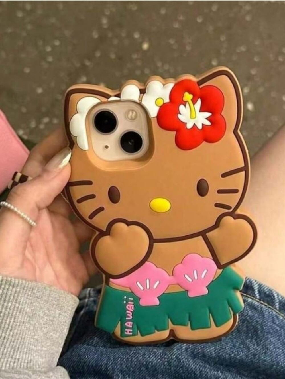 Hello Kitty Hawaii Brown Silicone Soft Phone Case For IPhone 14 PRO MAX